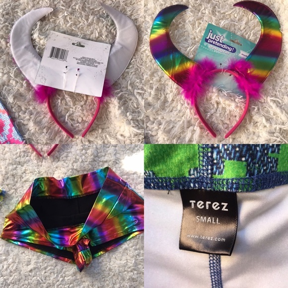 3pc party rave bundle. Leggings Shorts Headband Sm - Picture 5 of 8